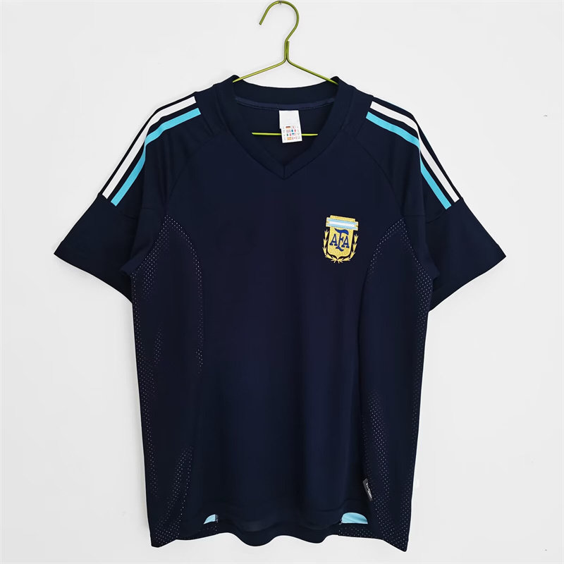 复刻版2002年世界杯阿根廷客场复古老款球衣 巴蒂贝隆足球服短袖