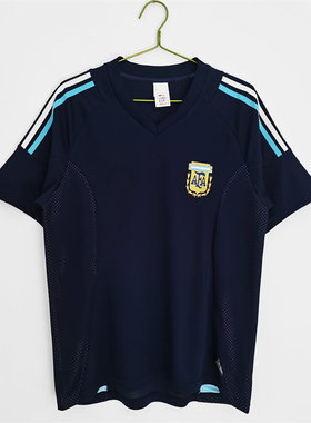 复刻版2002年世界杯阿根廷客场复古老款球衣 巴蒂贝隆足球服短袖