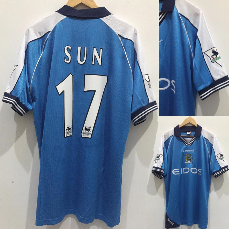 复刻版00-04赛季英超曼城复古老款球衣 17号孙继海旧款经典足球服