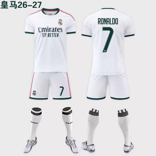 2627皇马主客场球衣7号C罗10号姆巴佩足球服套装定制速干比赛队服
