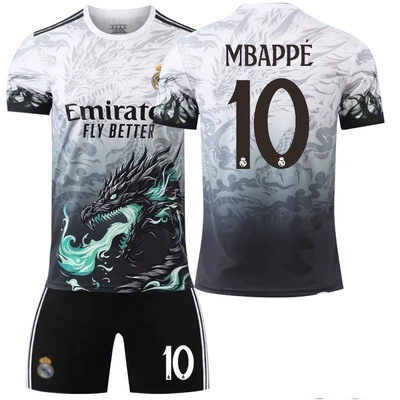 皇马青龙纹纪念版球衣10号姆巴佩7维尼修斯C罗速干足球服套装定制