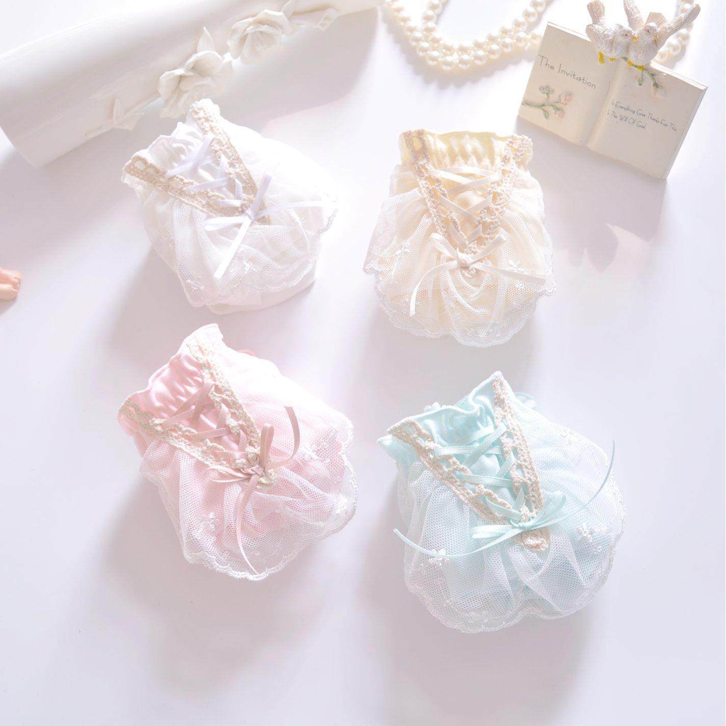 日系小清新全棉纯棉彩棉系带荷叶公主学生三角少女可爱女士内裤