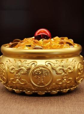 纯黄铜聚宝盆摆件家居工艺品办公室装饰品招财创意乔迁开业礼品