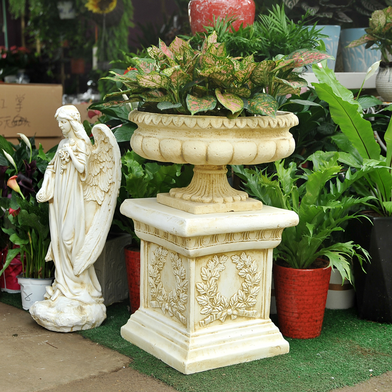 种花欧式复古大花盆仿古罗马柱别墅庭院门口落地户外摆设