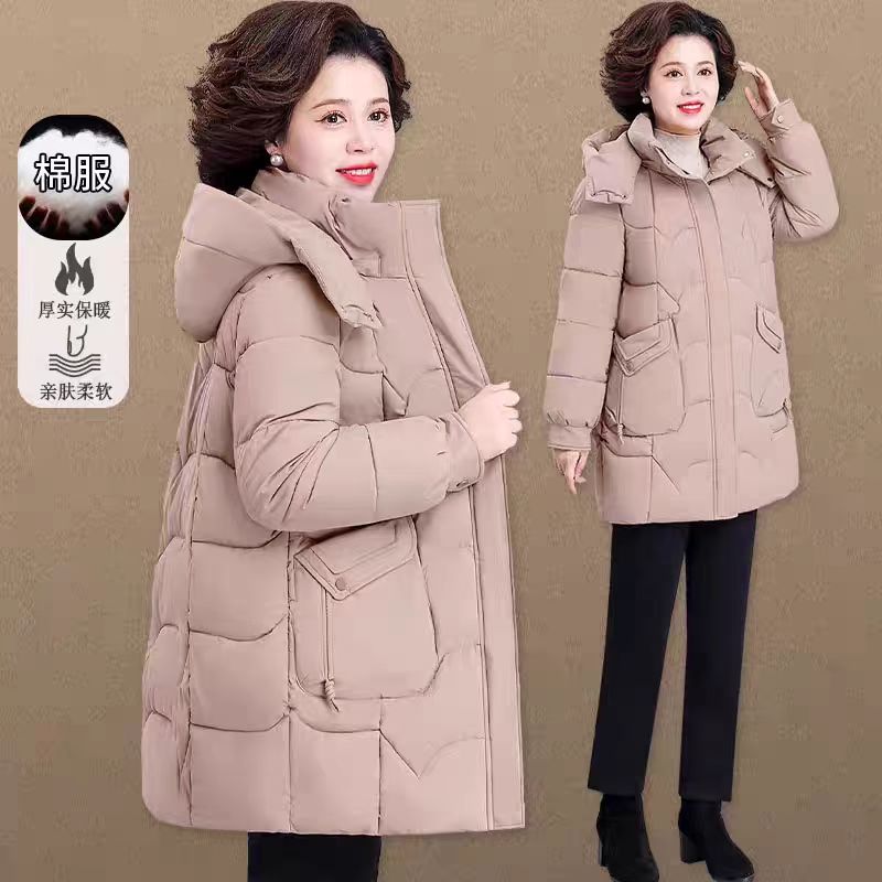 中年妈妈加厚羽绒棉服冬季洋气中老年棉衣女秋冬大码奶奶棉袄外套
