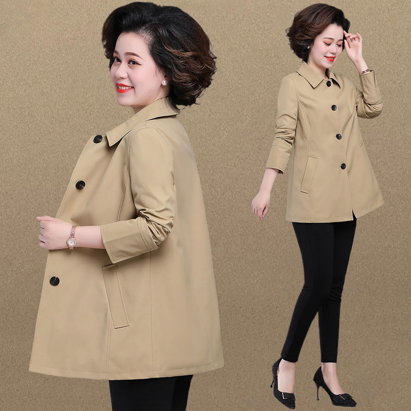 中老年妈妈秋季新款风衣休闲外套女春秋贵夫人品牌洋气上衣服夹克