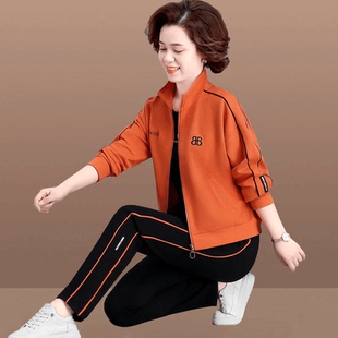 休閑運動服外套女寬松中年人衛衣兩件套裝 2025時尚 中老年媽媽春裝