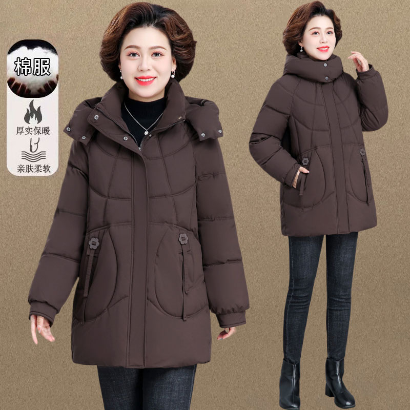 中年妈妈冬装外套大码羽绒棉袄时尚棉衣中老年女秋冬加厚保暖棉服