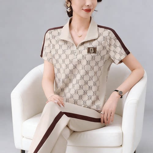 中老年妈妈夏季运动服套装