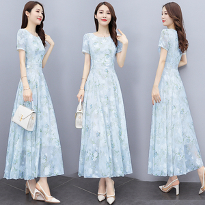 RM19941#波西米亚长裙到脚踝雪纺连衣裙2021新款夏超长海边度假沙滩裙