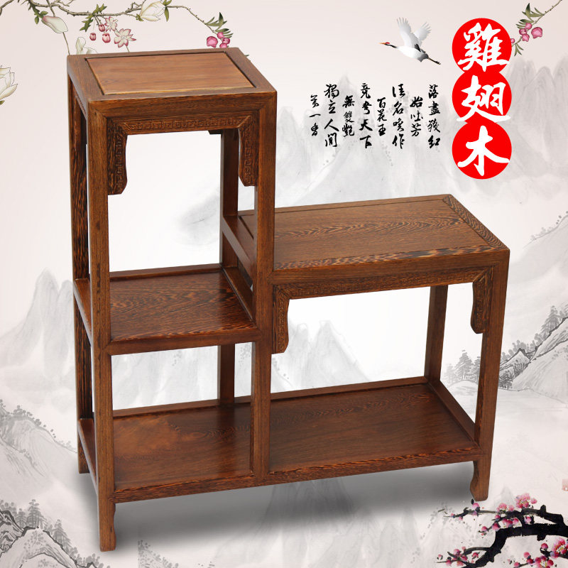 红木家具鸡翅木高低架鱼缸盆景架
