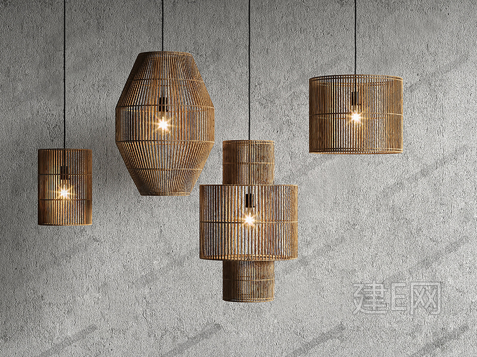 日式简约新中式侘寂风鸟笼吊灯餐厅料理火锅店工程设计师艺术灯具