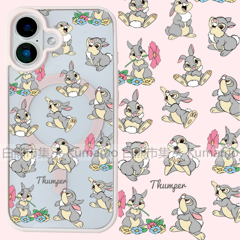 适用iphone17promax苹果17手机壳MagSafe磁吸16支架15透明14桑普兔25ultra小兔子16e花朵卡通13保护套少女12