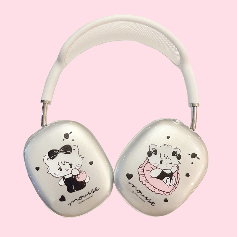 适用于苹果无线蓝牙耳机AirPods Max保护壳头戴式耳罩保护套收纳包硅胶软壳保护盒韩风ins猫咪Kitty猫可爱女