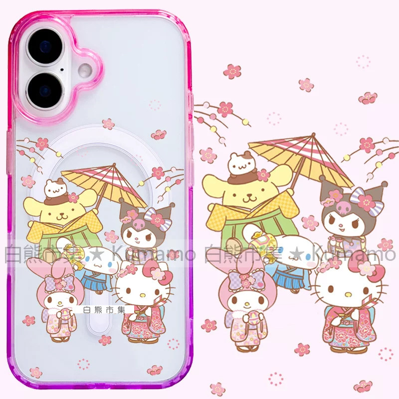 适用iphone17promax苹果17手机壳MagSafe磁吸16渐变15撞色14透明16e保护套华为三星s25ultra樱花和服玉桂狗kt