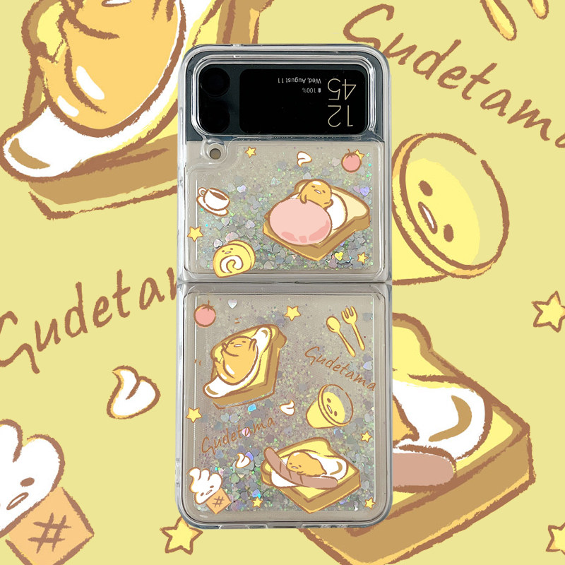 适用Zflip6三星Zflip5手机壳Zflip4上下折叠Zflip3透明Zflip7流沙防摔软套蛋黄哥鸡蛋ins风卡通可爱日系少女