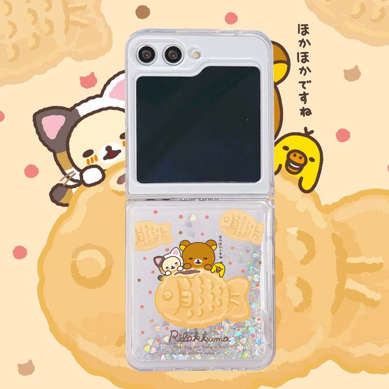 适用Zflip6三星Zflip5手机壳Zflip4上下折叠Zflip3防摔Zflip7透明流沙保护套软日系鲷鱼烧拉拉熊小鸡卡通可爱