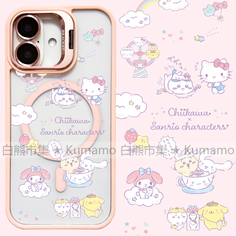 适用iphone16promax苹果16手机壳MagSafe磁吸15镜头支架14透明13吉伊卡哇25ultra玉桂狗16e卡通12小八保护套