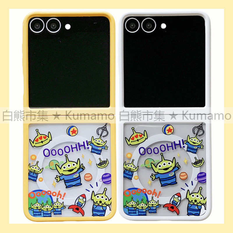 适用于三星zflip6手机壳zflip5上下折叠二合一超强磁吸透明磨砂磁吸支架MagSafe保护套飞船三眼仔玩具卡通ins