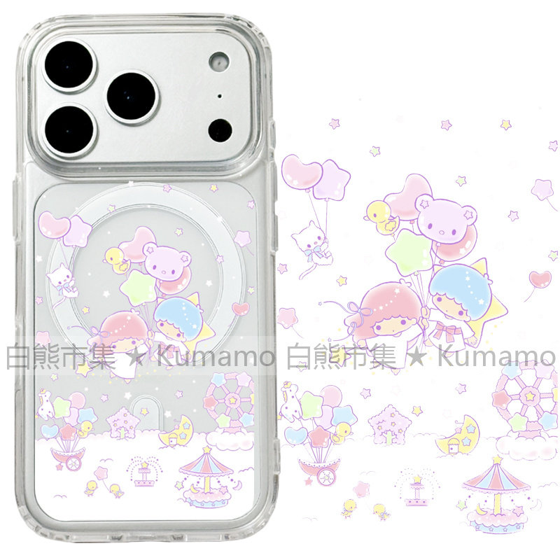 适用iphone17promax苹果16手机壳MagSafe磁吸15支架14透明13游乐场双子星17卡通25ultra气球木马12保护套16e