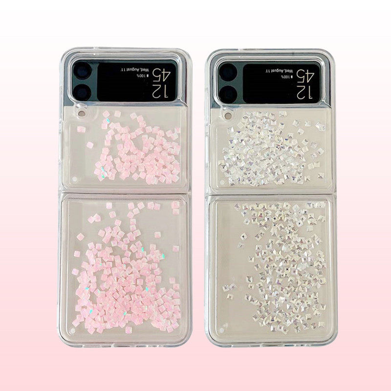 适用于新款Zflip6三星Zflip5手机壳Zflip4上下折叠屏Zflip3流沙Zflip7透明防摔软套纯色小清新闪钻透明小众女