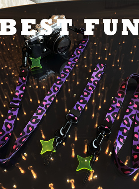 BESTFUN原创设计豹纹苹果华为手机挂绳挂脖防手机斜挎挂绳夹片