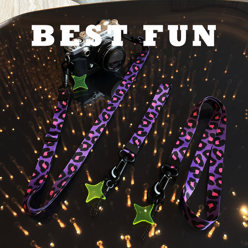 BESTFUN原创设计豹纹苹果华为手机挂绳挂脖防手机斜挎挂绳夹片