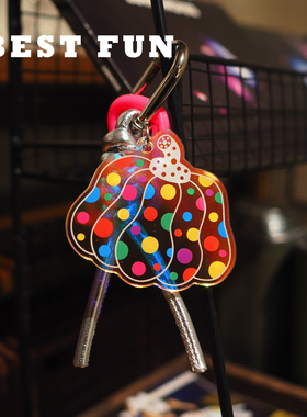 原创草间弥生彩色波点亚克力南瓜可爱手机包包钥匙扣挂件小饰品