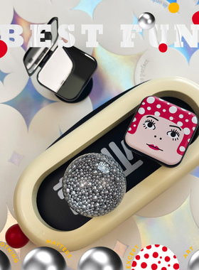 原创设计可爱草间弥生流沙折叠镜子适用于苹果手机气囊支架桌面