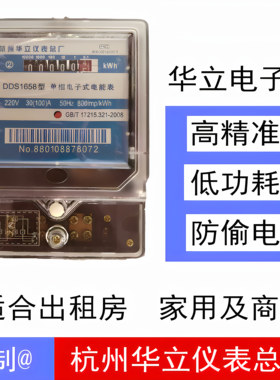 杭州华立仪表总厂单相电子式电能表出租房家用华立单相电子表