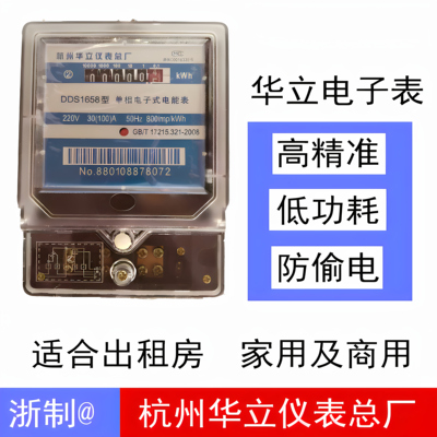 杭州华立仪表总厂单相电子式电能表出租房家用华立单相电子表