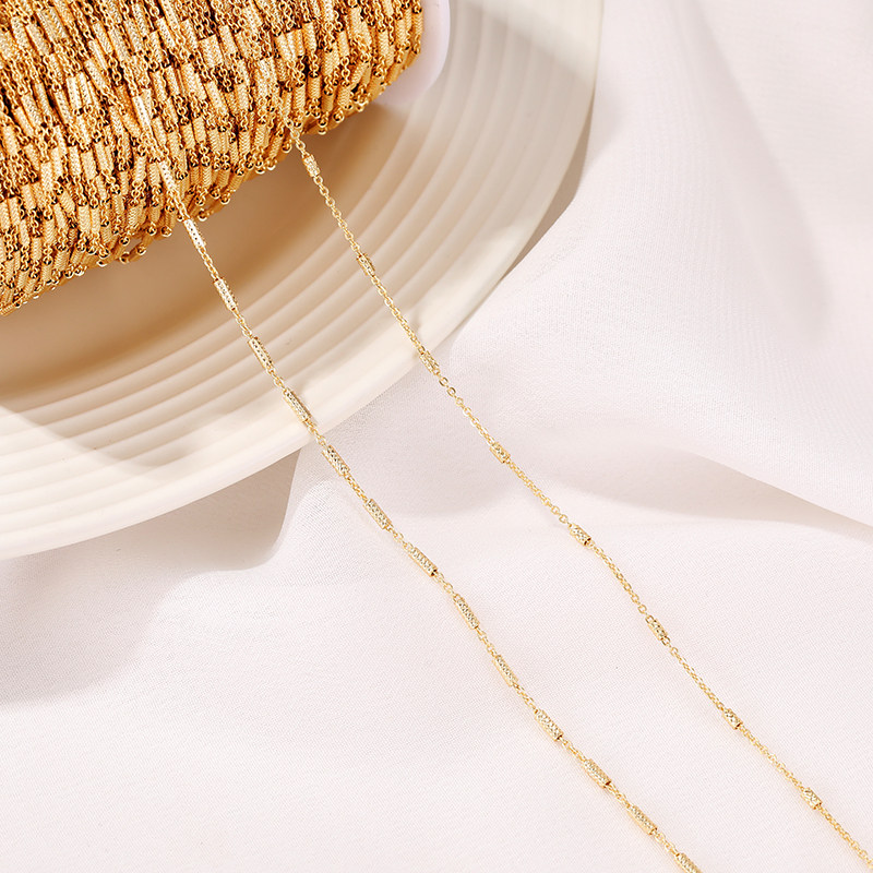 14K GOLD-FILLED COLOR-PRESERVING BATCH FLOWER TUBE CHAIN O-CHAIN BRACELET ACCESSORIES HAND-MADE DIY NECKLACE CROSS CHAIN LOOSE CHAIN MATERIAL