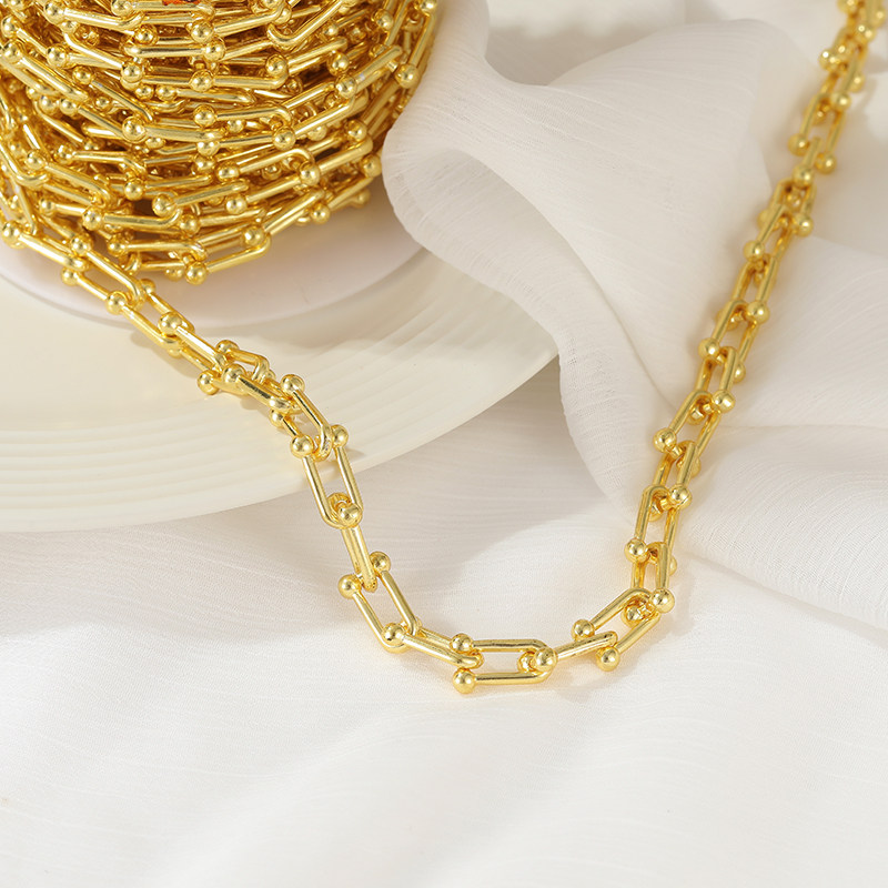 14K GOLD COLOR-PRESERVING U-SHAPED CHAIN EUROPEAN AND AMERICAN STYLE CHAIN HANDMADE NECKLACE DIY MATERIAL BRACELET EARRINGS JEWELRY LOOSE CHAIN
