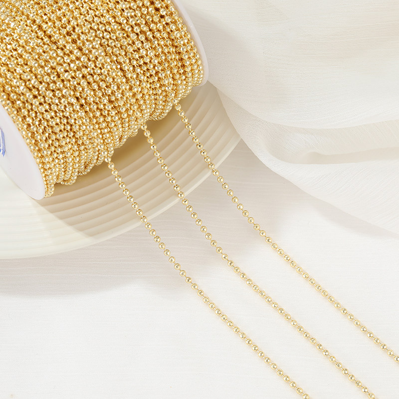 14K GOLD-FILLED COLOR-RETAINING LASER BEAD CHAIN 2.5MM BEAD CHAIN HANDMADE DIY NECKLACE MATERIAL BRACELET JEWELRY ACCESSORIES