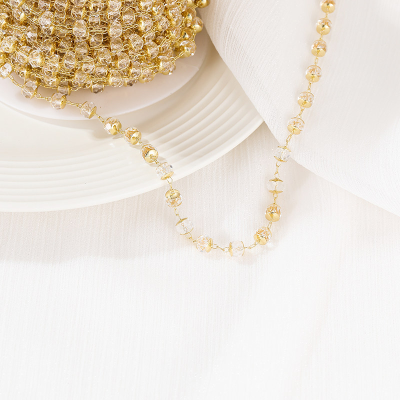 COLOR-RETAINING COPPER PLATED 14K REAL GOLD HOLDER CRYSTAL BEAD CHAIN EYE CHAIN HANDMADE DIY LOOSE CHAIN BRACELET NECKLACE ACCESSORIES