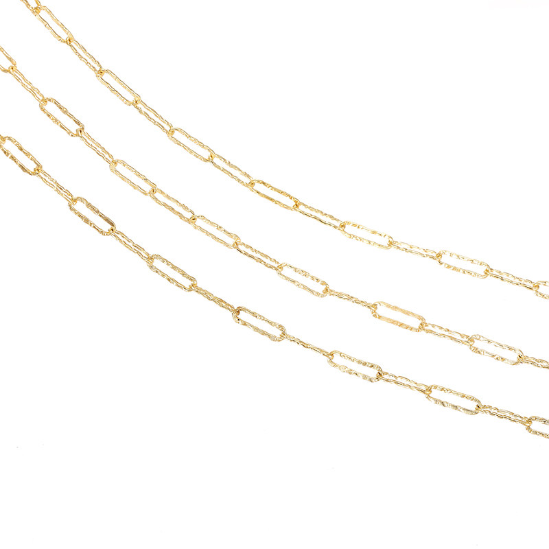 COLOR-RETAINING 14K GOLD-FILLED EUROPEAN AND AMERICAN STYLE LONG O CHAIN ENGRAVED CHAIN BRACELET NECKLACE EARRINGS HANDMADE DIY JEWELRY LOOSE CHAIN