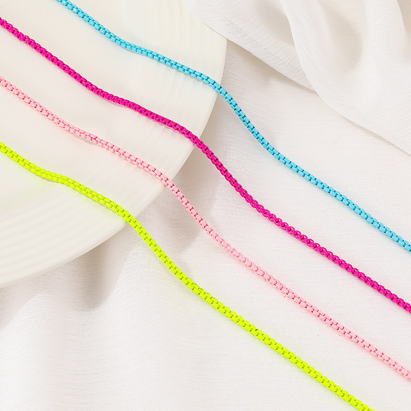 TONGDU COLOR GLAZE COLOR-PRESERVING BOX CHAIN MULTI-COLOR NECKLACE BRACELET DIY MATERIAL FINE CHAIN HANDMADE LOOSE CHAIN JEWELRY ACCESSORIES