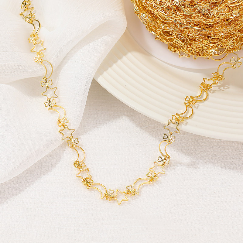 HANDMADE CHAIN COPPER PACKAGE 14K REAL GOLD STAR CHAIN MOON LOOSE CHAIN NECKLACE DIY MATERIAL ACCESSORIES BRACELET TASSEL JEWELRY