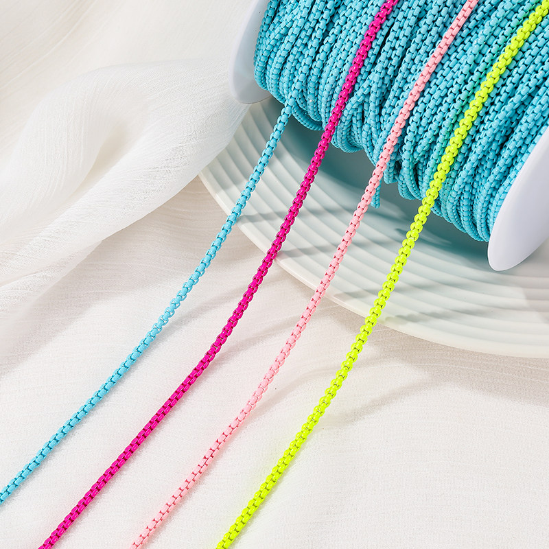 TONGDU COLOR GLAZE COLOR-PRESERVING BOX CHAIN MULTI-COLOR NECKLACE BRACELET DIY MATERIAL FINE CHAIN HANDMADE LOOSE CHAIN JEWELRY ACCESSORIES