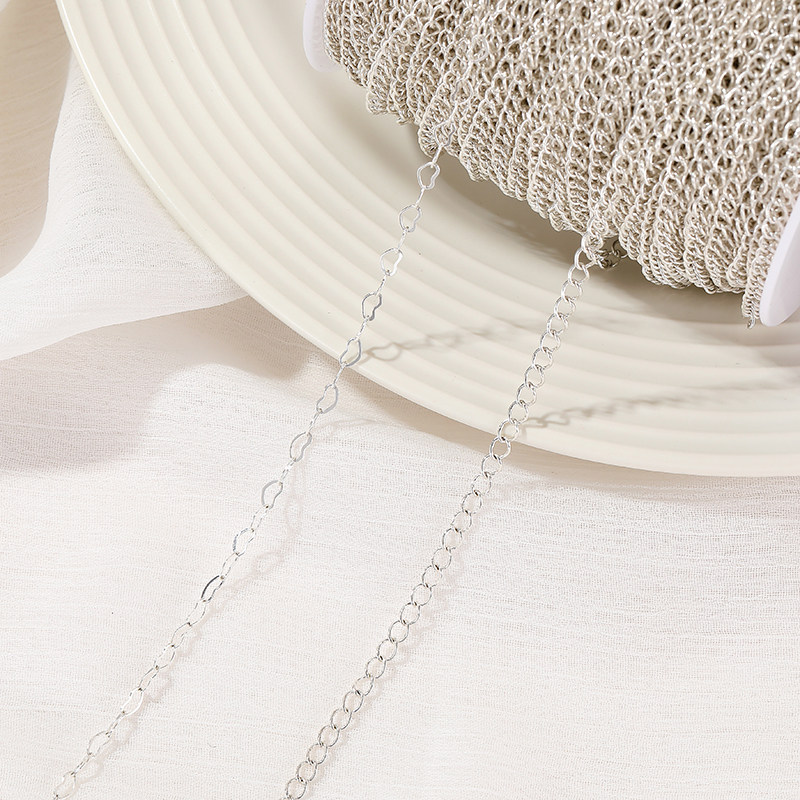 TONGDU S  CHAIN PEACH HEART HEART SHAPED CHAIN DIY MATERIAL HANDMADE NECKLACE BRACELET EXTENSION CHAIN HORSETAIL CHAIN