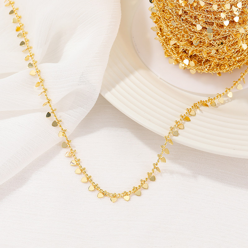 COPPER PACKAGE 14K REAL GOLD COLOR CLIP LOVE ROUND HANDMADE CHAIN NECKLACE ACCESSORIES BRACELET MATERIAL HANDMADE DIY LOOSE CHAIN