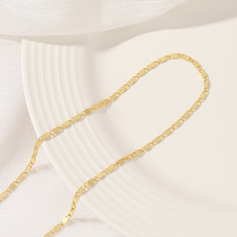 COPPER PLATING 14K REAL GOLD COLOR-RETAINING WELDED DISC CHAIN DIY NECKLACE LOOSE CHAIN BRACELET ACCESSORIES MATERIAL HANDMADE ACCESSORIES