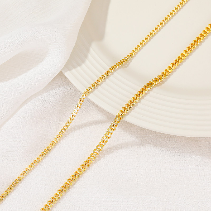 COPPER-CLAD 14K GOLD COLOR-PRESERVING CUBAN CHAIN CHAIN CLAVICLE CHAIN SNAKE BONE NECKLACE DIY MATERIAL BRACELET HAND-MADE JEWELRY ACCESSORIES