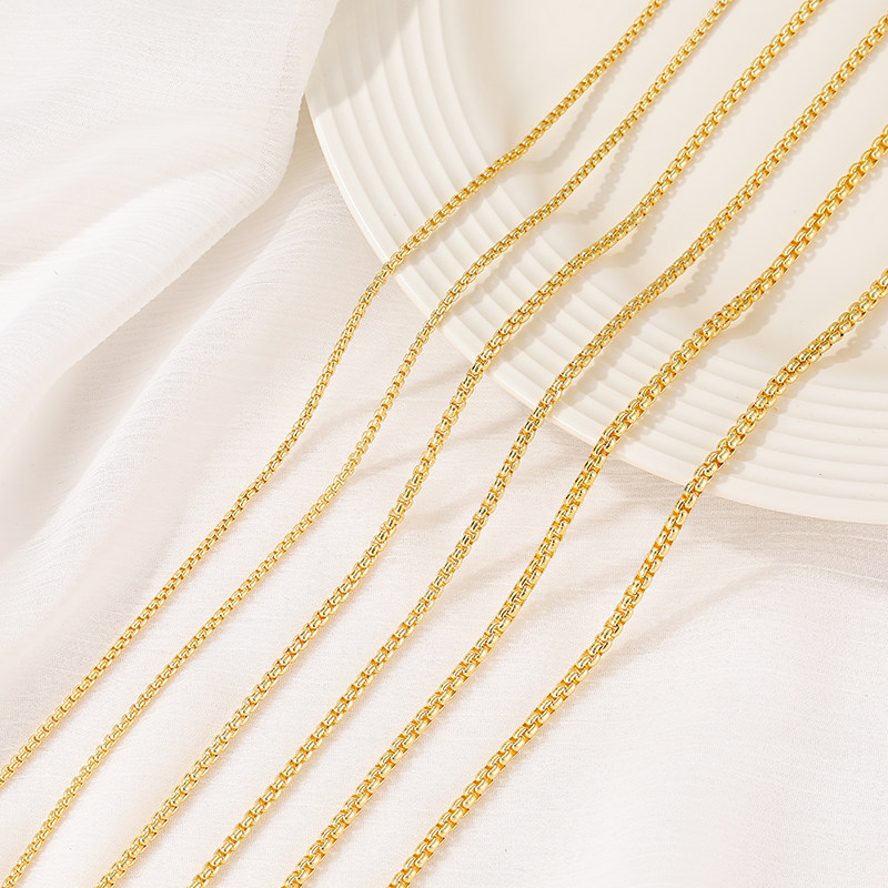 14K GOLD-FILLED COLOR-PRESERVING BOX CHAIN NECKLACE BRACELET DIY MATERIAL FINE CHAIN CHAIN TASSEL HANDMADE LOOSE CHAIN JEWELRY ACCESSORIES