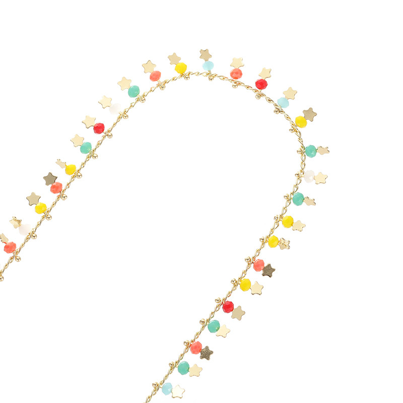 COPPER CLAD 14K GOLD HANGING MIXED COLOR BEADS CLIP FIVE-POINTED STAR DISC HANDMADE CHAIN LOVE NECKLACE ACCESSORIES BRACELET DIY MATERIAL