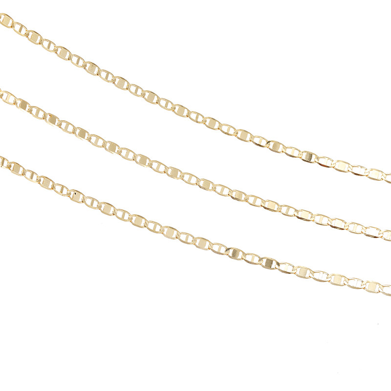 COLOR-RETAINING JAPANESE CHAIN 14K GOLD-FILLED CHAIN DOUBLE HOLE NECKLACE HANDMADE LOOSE CHAIN DIY BRACELET JEWELRY ACCESSORIES MATERIAL