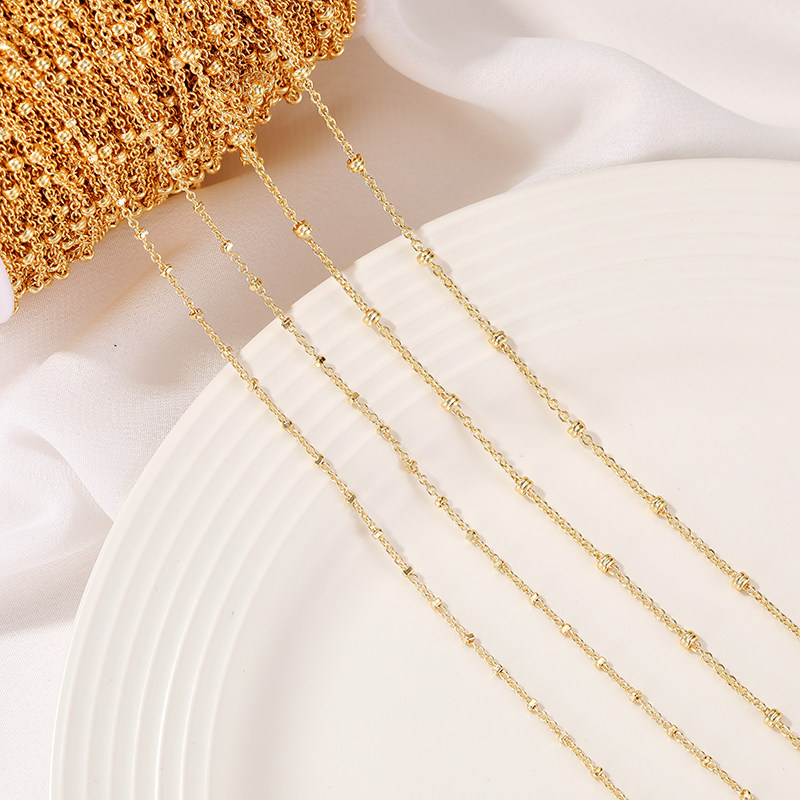 14K GOLD-FILLED COLOR-RETAINING CHAIN O-LINE CLIP BEAD CHAIN FOUR-CORNER BEAD CHAIN BRACELET NECKLACE DIY HANDMADE MATERIAL ACCESSORIES