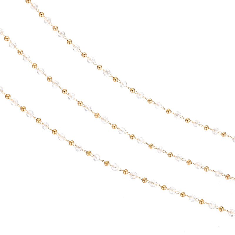 14K GOLD-FILLED COLOR-PRESERVING COPPER BEADS FACETED ZIRCON BEAD CHAIN DIY LOOSE CHAIN MATERIAL HANDMADE BRACELET JEWELRY ACCESSORIES