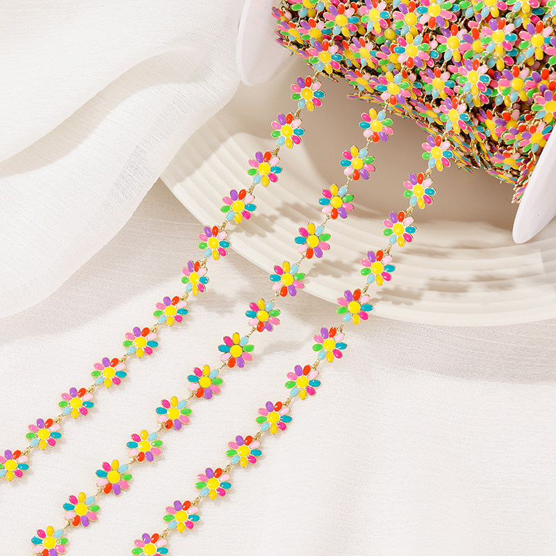 COLOR DROP GLAZE MULTI-COLOR DAISY CHAIN COLOR-RETAINING 14K GOLD-FILLED CHAIN NECKLACE BRACELET MATERIAL DIY JEWELRY ACCESSORIES