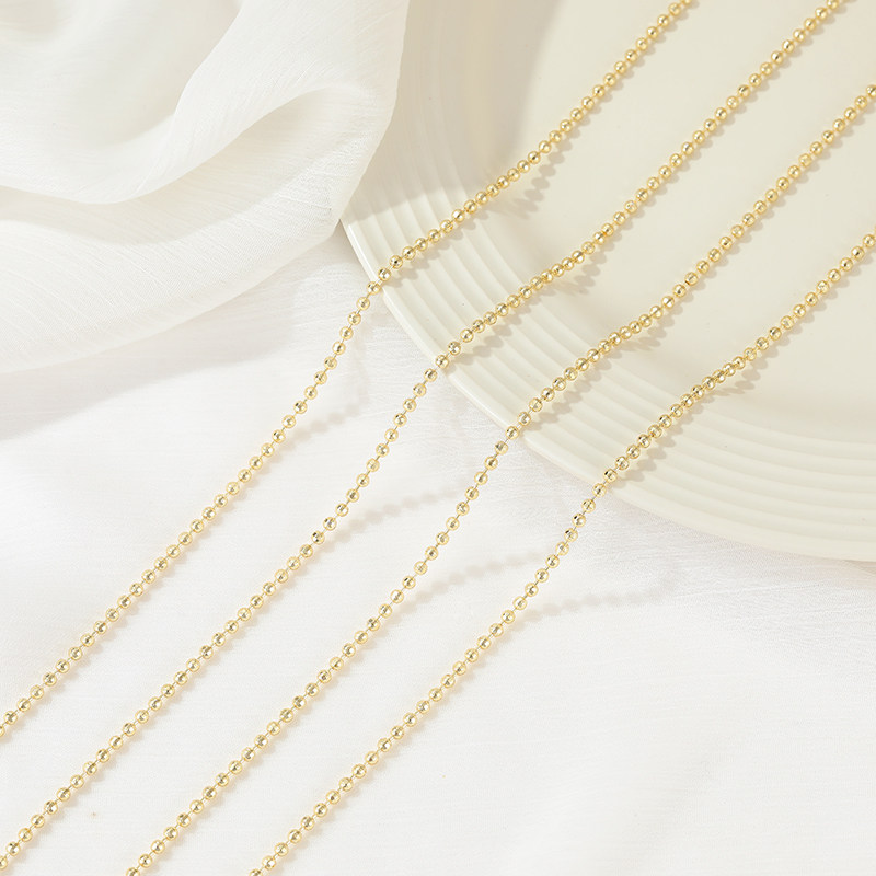 14K GOLD-FILLED COLOR-RETAINING LASER BEAD CHAIN 2.5MM BEAD CHAIN HANDMADE DIY NECKLACE MATERIAL BRACELET JEWELRY ACCESSORIES